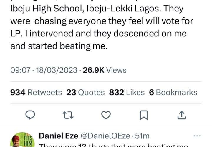 Photonews: Man alleges he was assaulted by APC thugs at Ibeju-Lekki