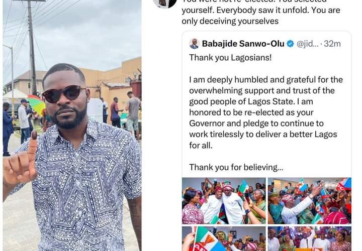 Photonews: You Were Not Re-elected, You Selected Yourself – Falz Tells Sanwo-Olu